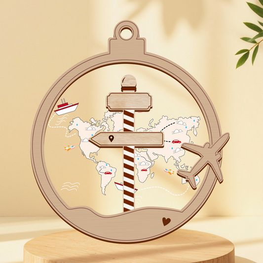 Personalized New Adventure Couple Traveler Christmas, Personalized Travel Acrylic Ornament