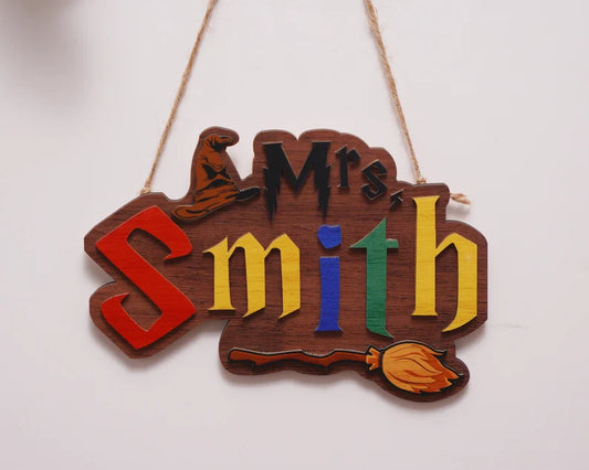 Teacher Wizard Custom Name Personalized Teacher Door Sign, Classroom Decor, Teacher Door Hanger, Teacher Classroom Decor Halloween Decor