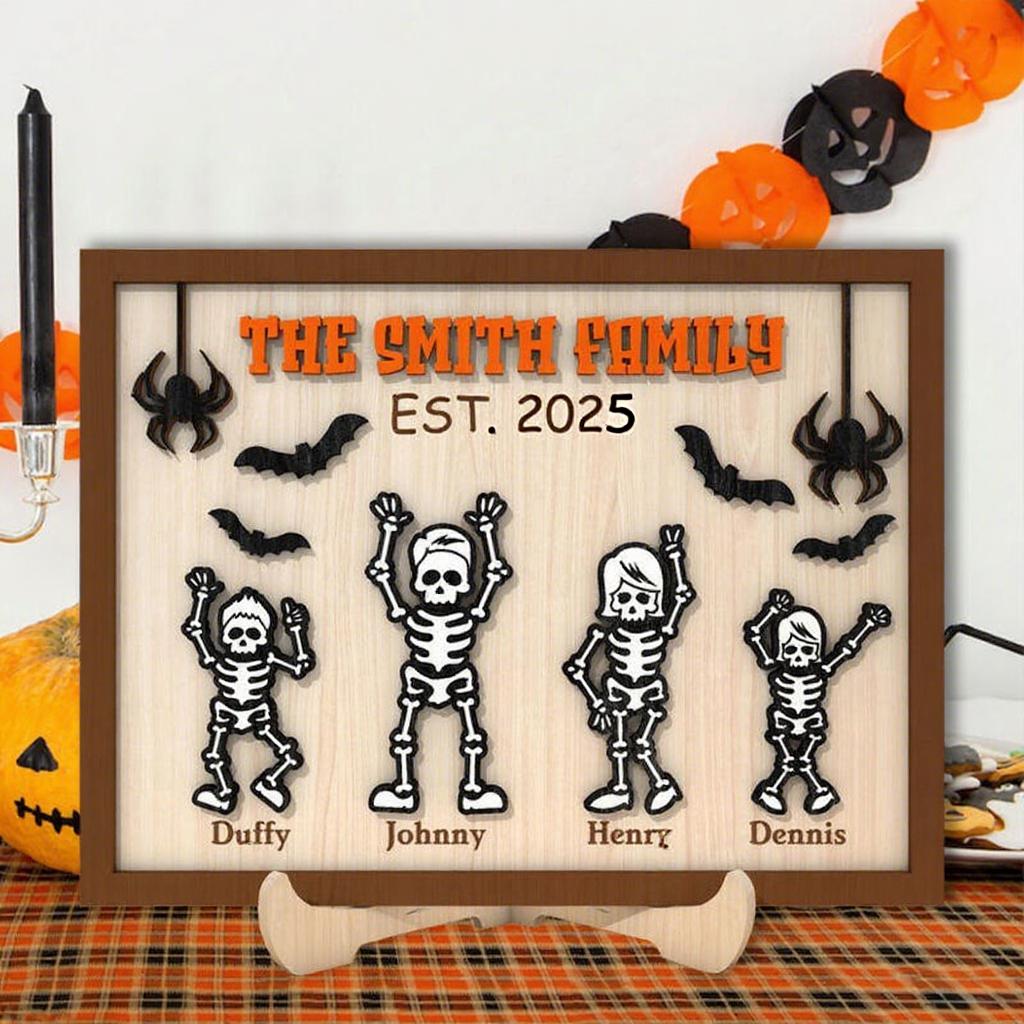 Personalized Halloween Family Name Sign, Custom Halloween Decor, Halloween Skeleton Sign, Gift For Family, Farmhouse Decor, Family Gift, Custom Signs