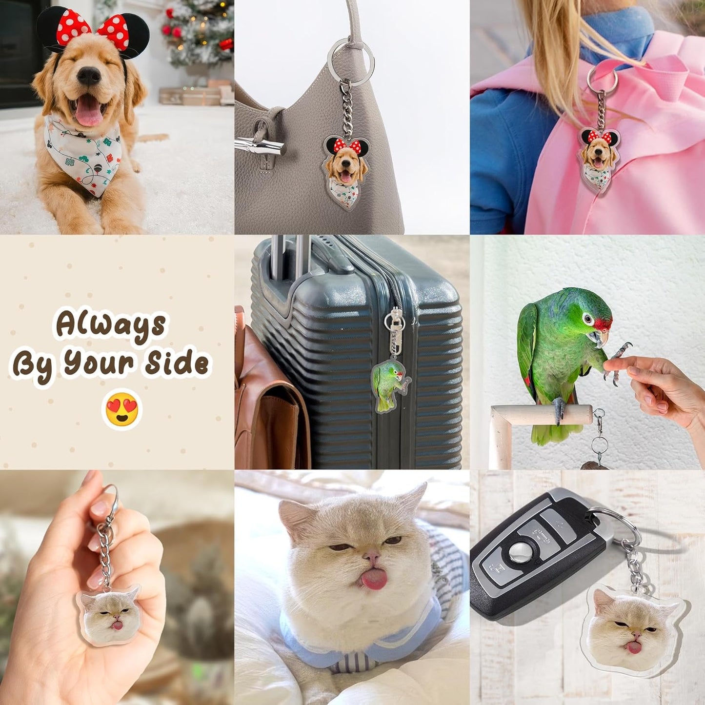 Personalized photos, acrylic keychains for dogs and cats, customized keychains, backpacks, pendants, gifts