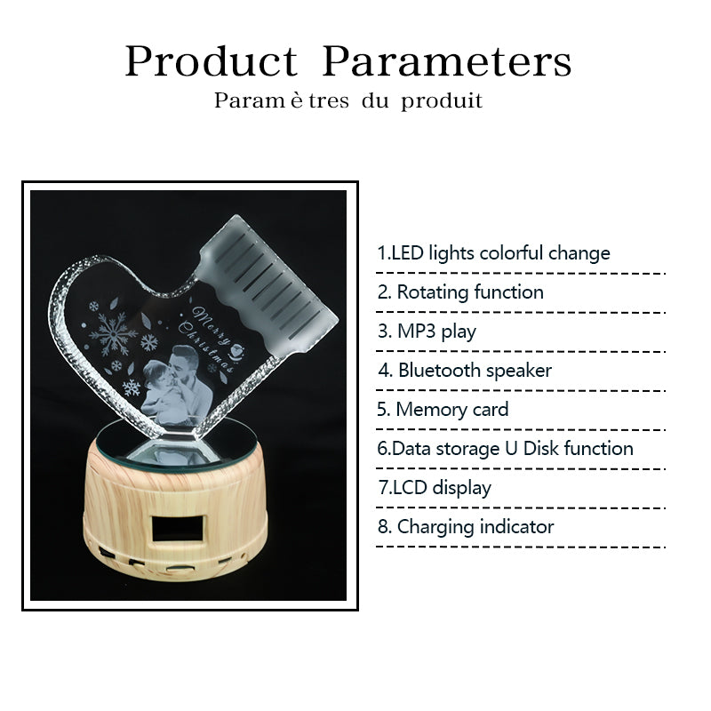 Romantic Custom 3D Crystal Bluetooth Speaker Light