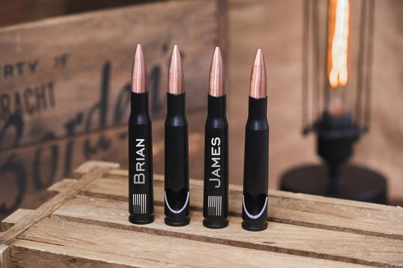 Personalized Groomsmen Gifts, Bottle Opener 50 Caliber, Engraved Gifts for Men, Groomsman, Military, Fathers Day, Hunters, Boaters