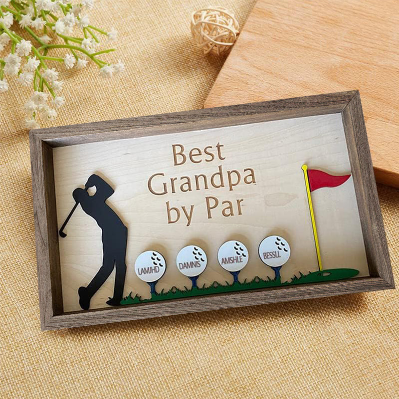 Personalized Name Best Grandpa by Par wooden Sign Plaque Grandpa Dad Papa Gifts for Fathers Day from Granddaughter Grandson Best PAPA by Par Golf Ball Marker Grandad Grandfather Golfer Gift