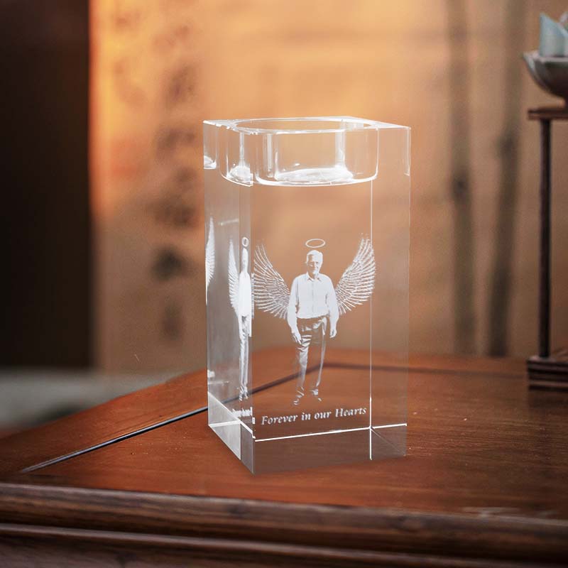 Personalized crystal candle holder, laser engraved crystal candle holder, customized photo candle holder, customized candle holder
