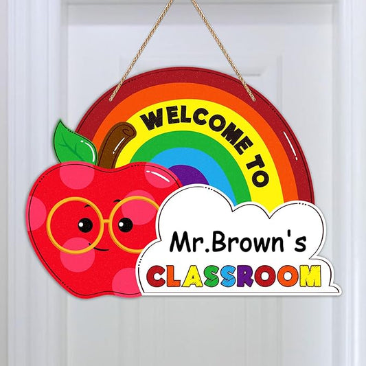 Personalized Teacher Signs for Classroom 12.6" Welcome Sign for Classroom Decorations Welcome to Our Classroom Sign Rainbow Classroom Decor Teacher Door Signs for School Classroom Decoration