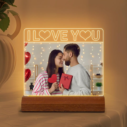 luminous photo frame couple gift for him and her personalized photo LED night light, romantic gift for Valentine's Day ladies, men, girlfriends, boyfriends
