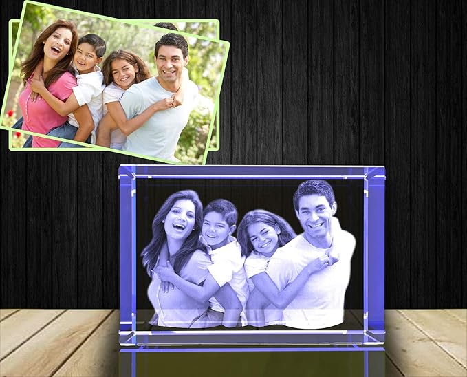 Personalized 3D holographic photo etching crystal internal carving: birthday, wedding gift, commemoration, Mother's Day, Valentine's Day, Christmas