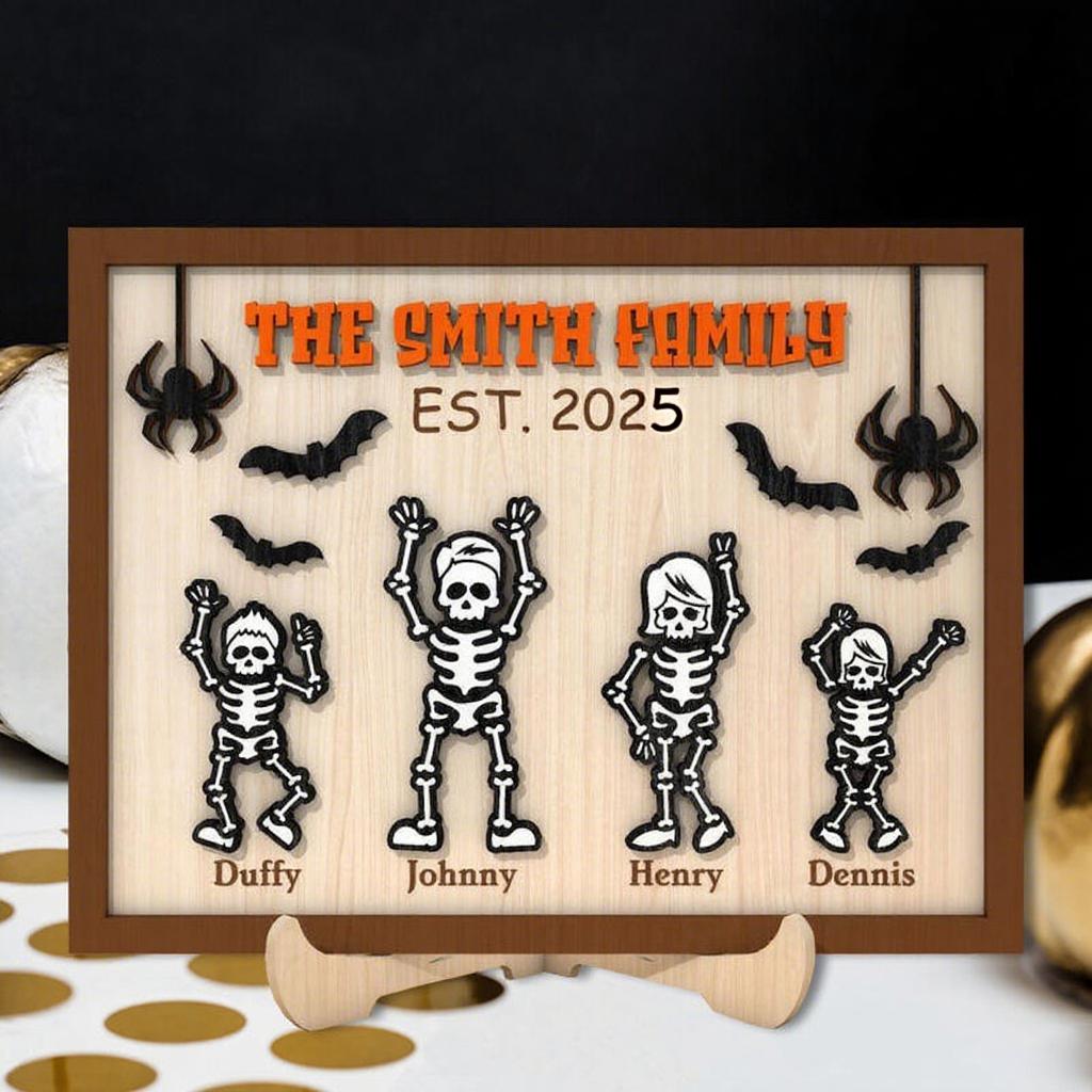Personalized Halloween Family Name Sign, Custom Halloween Decor, Halloween Skeleton Sign, Gift For Family, Farmhouse Decor, Family Gift, Custom Signs