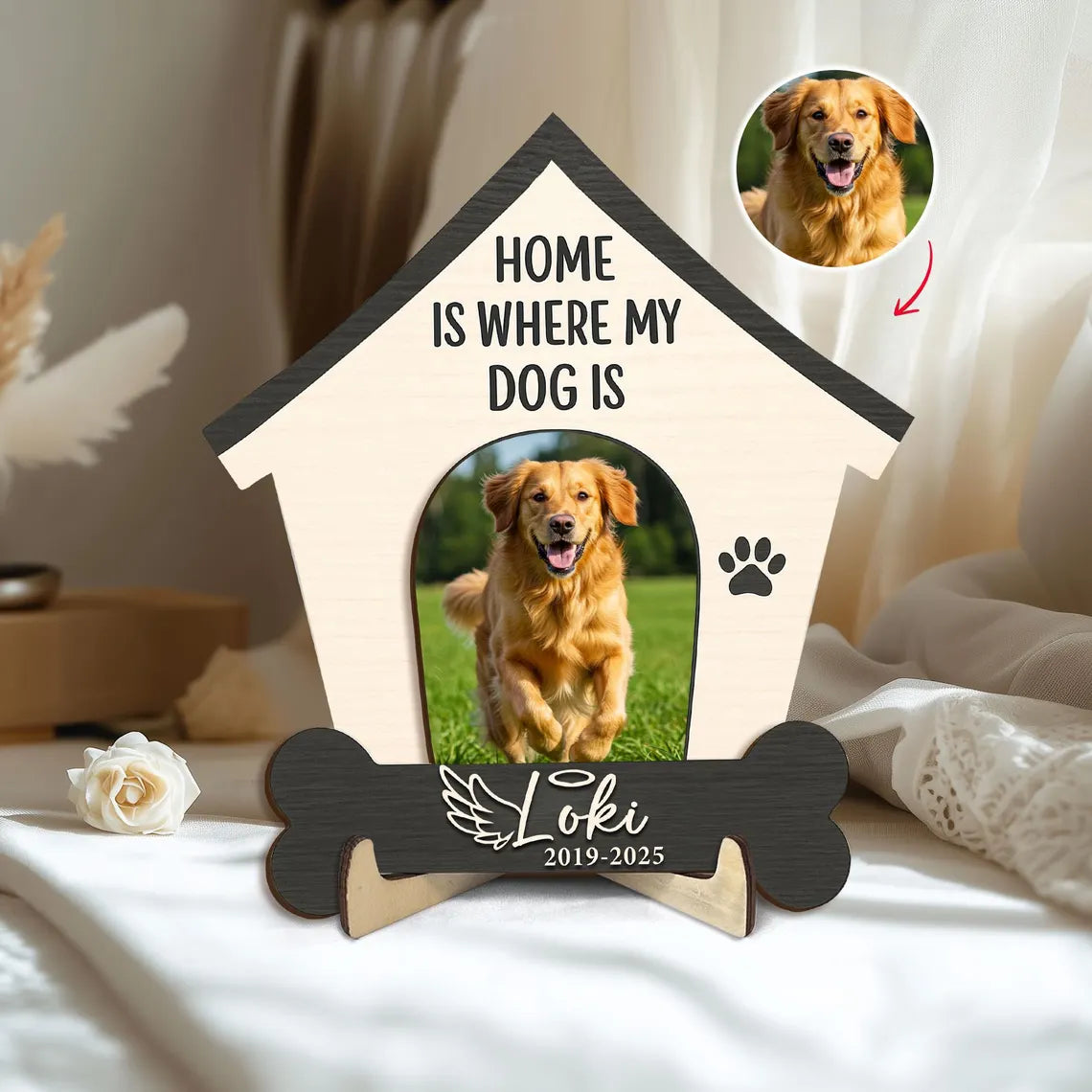 Personalized Pet Memorial Wooden Plaque, Custom Photo On Wood Sign, Dog Memorial Sign, Dog Sympathy Gift, Dog Loss Gift, Dog Remembrance