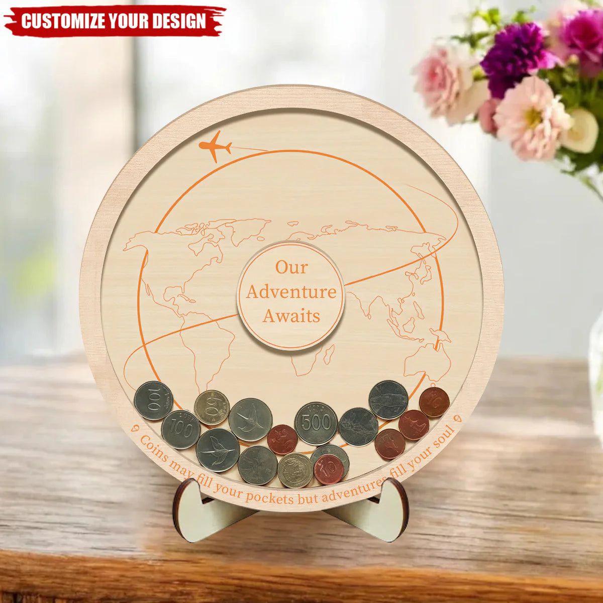 Personalized Coin Holder, Travel Token Display Gift, Gift for Traveler