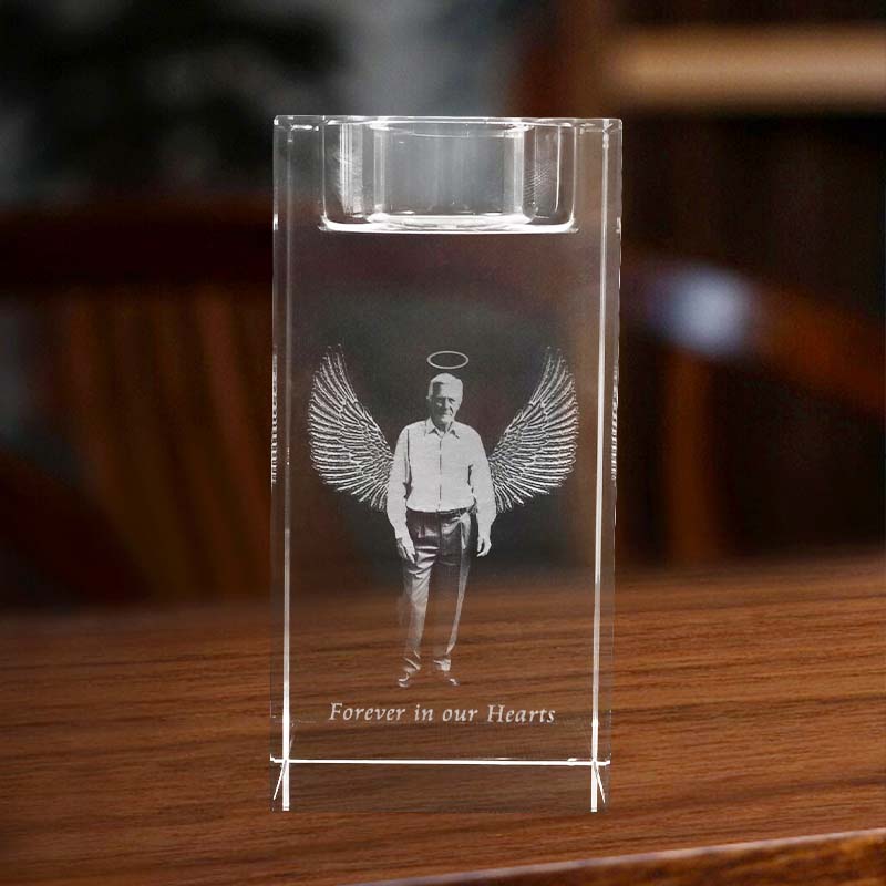 Personalized crystal candle holder, laser engraved crystal candle holder, customized photo candle holder, customized candle holder