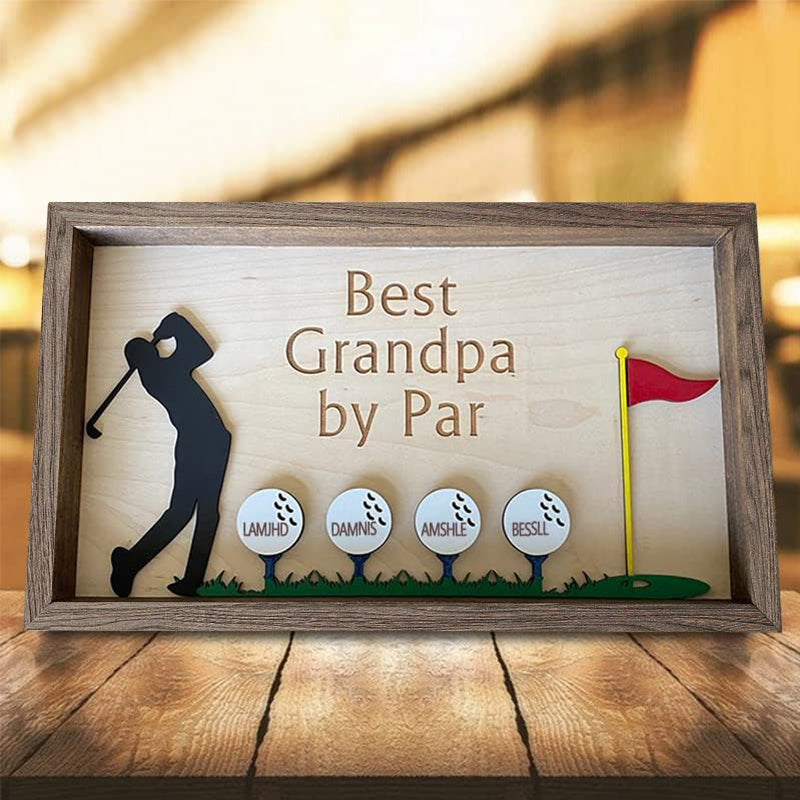 Personalized Name Best Grandpa by Par wooden Sign Plaque Grandpa Dad Papa Gifts for Fathers Day from Granddaughter Grandson Best PAPA by Par Golf Ball Marker Grandad Grandfather Golfer Gift
