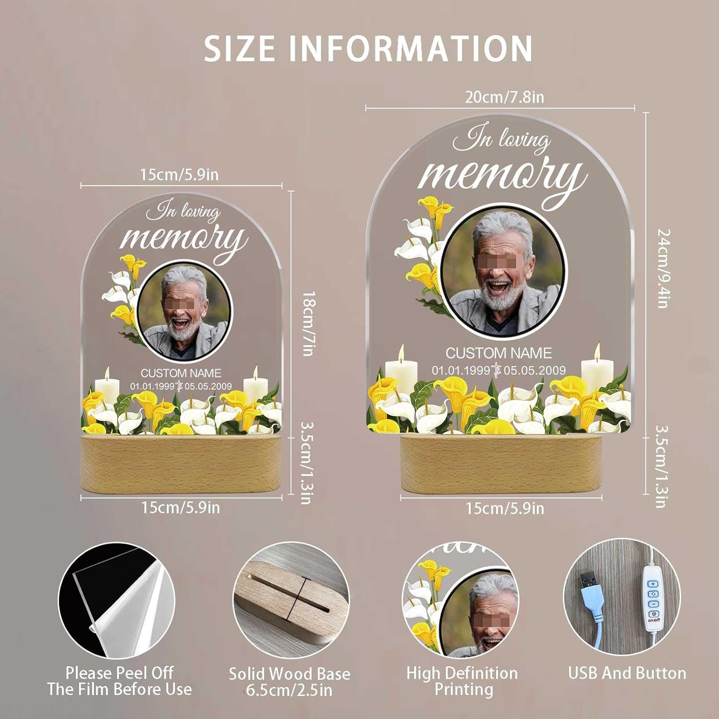 Personalized commemorative gift photo night light customized luminous acrylic plaque light sympathy zombie commemorative gift