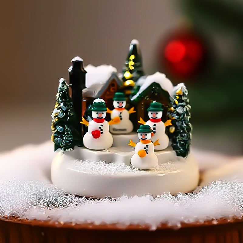 Christmas Snow Village: Name - Customized Snowman Figurines Set，Cozy Winter Wonderland Decor