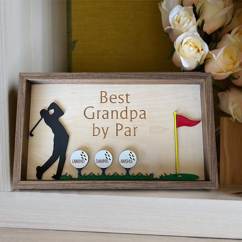 Personalized Name Best Grandpa by Par wooden Sign Plaque Grandpa Dad Papa Gifts for Fathers Day from Granddaughter Grandson Best PAPA by Par Golf Ball Marker Grandad Grandfather Golfer Gift