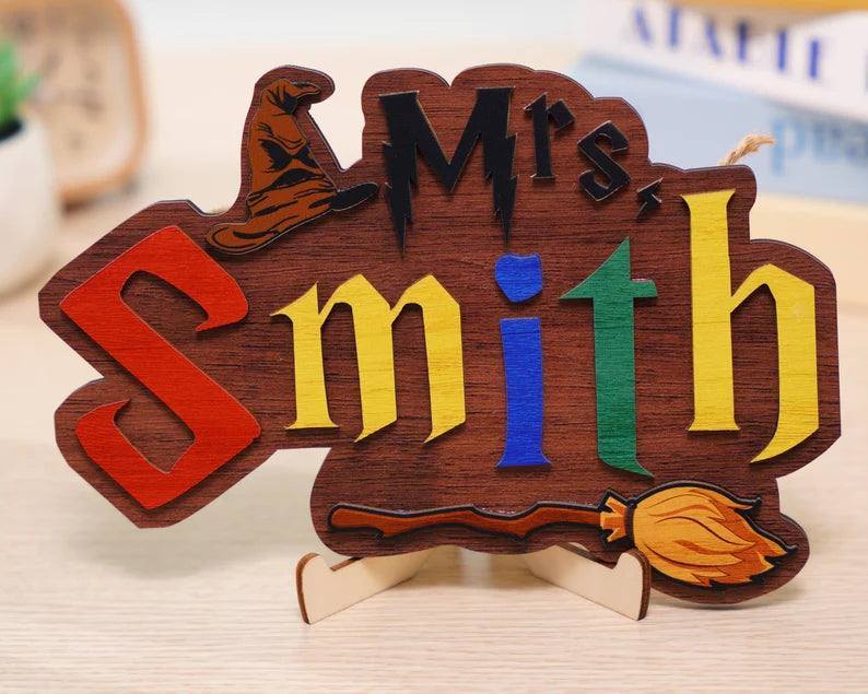 Teacher Wizard Custom Name Personalized Teacher Door Sign, Classroom Decor, Teacher Door Hanger, Teacher Classroom Decor Halloween Decor