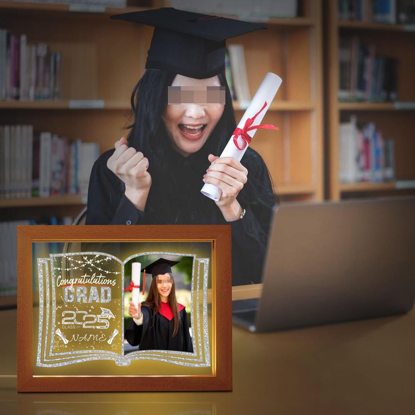 Personalized graduation gift, photo frame, night light, acrylic brand light, table lamp customization, graduation LED light, women's and men's college and high school gift