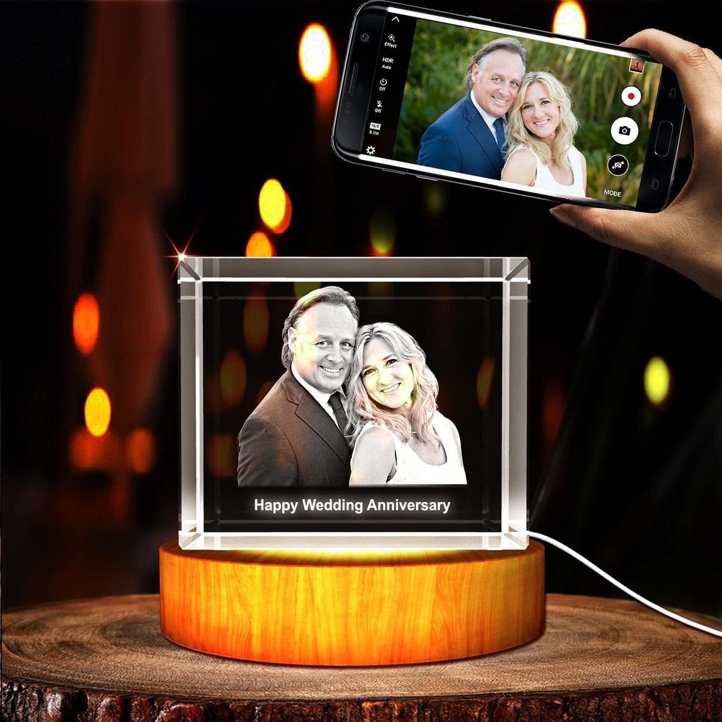 Personalized 3D holographic photo etching crystal internal carving: birthday, wedding gift, commemoration, Mother's Day, Valentine's Day, Christmas
