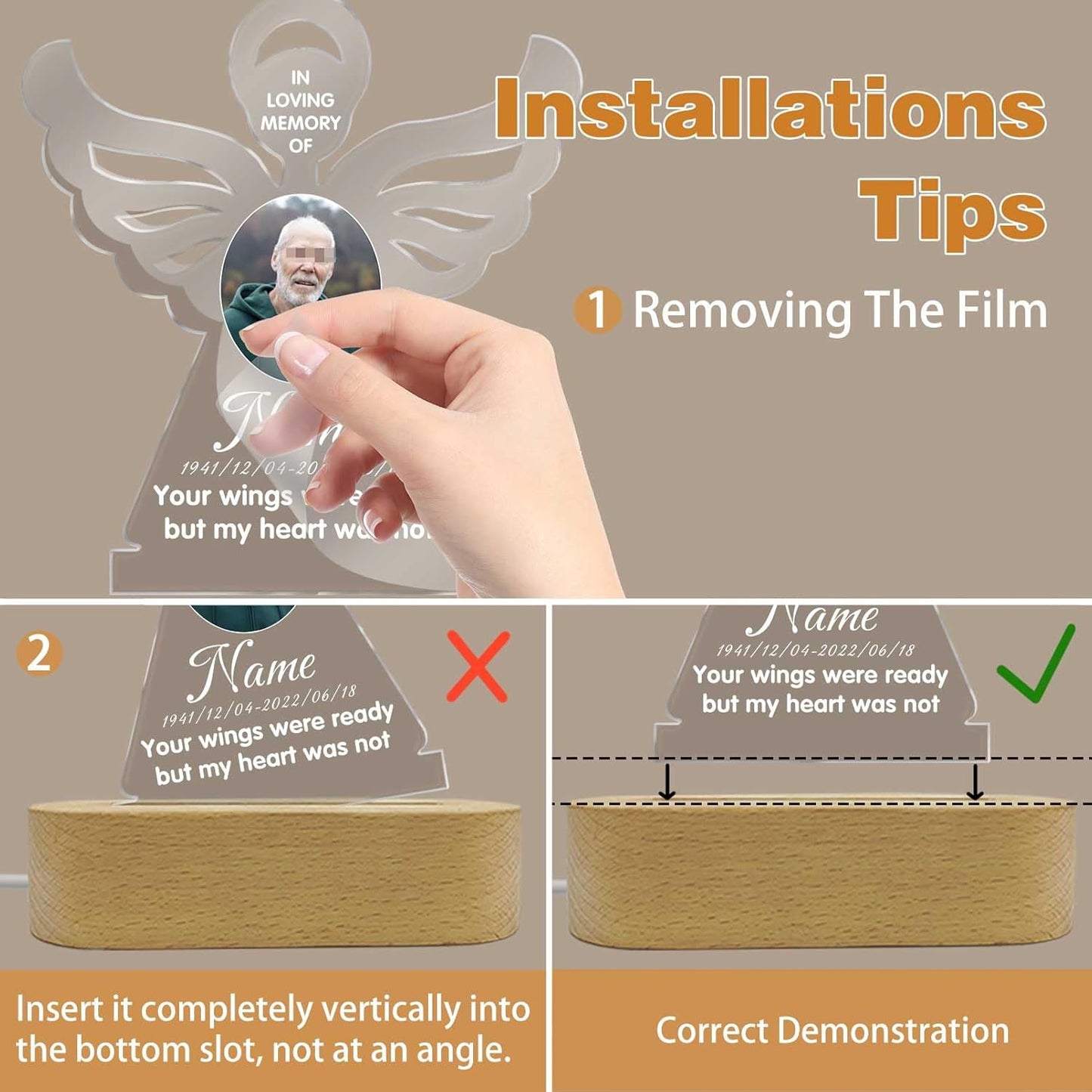 Personalized commemorative gift photo night light customized luminous acrylic plaque light sympathy zombie commemorative gift