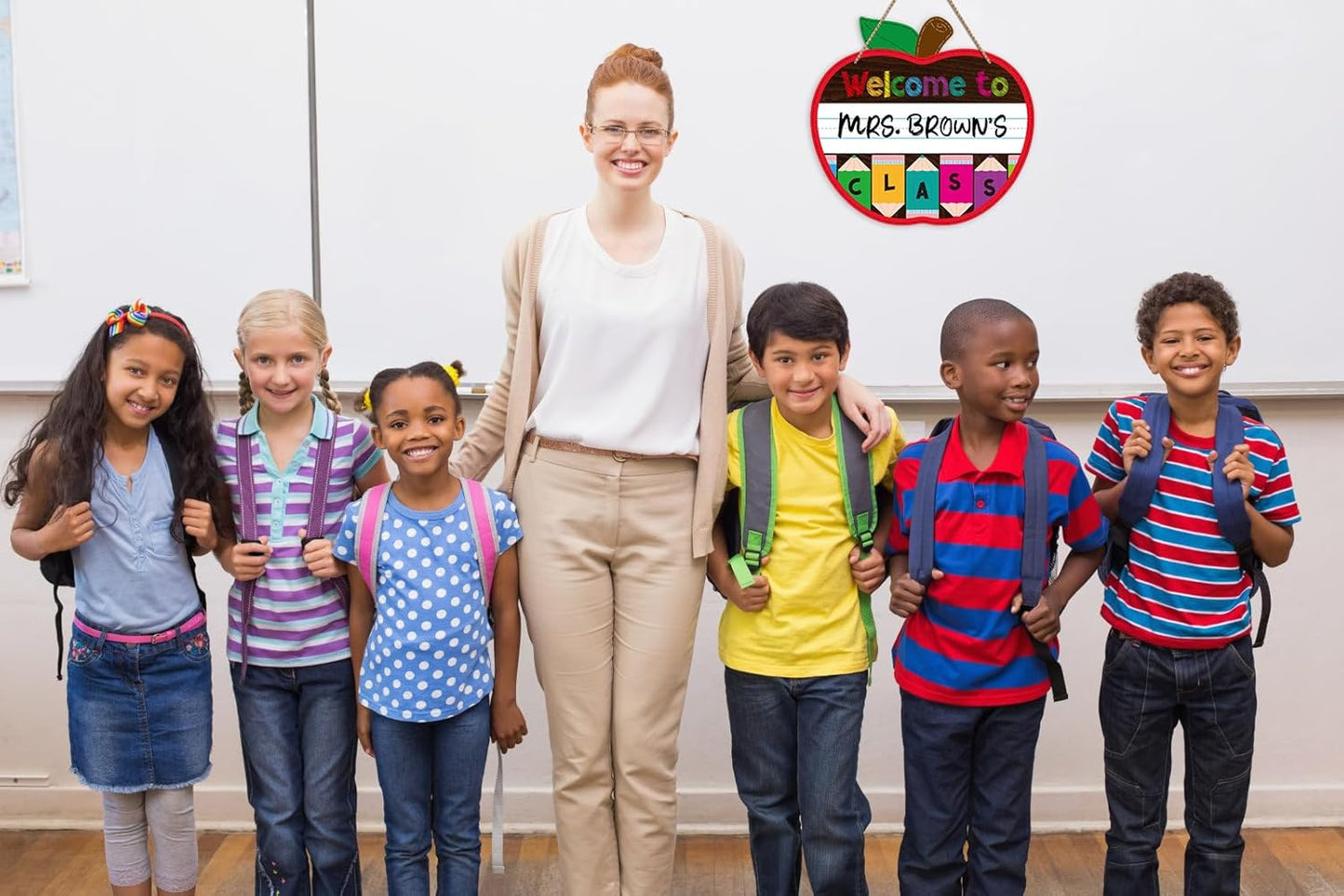 Welcome Sign for Classroom Door Decorations 11.3"x12" Personalized Apple-shape Teacher Door Sign Back to School Welcome to Our Classroom Sign Teacher Name Sign for Classroom Door Teacher Supplies