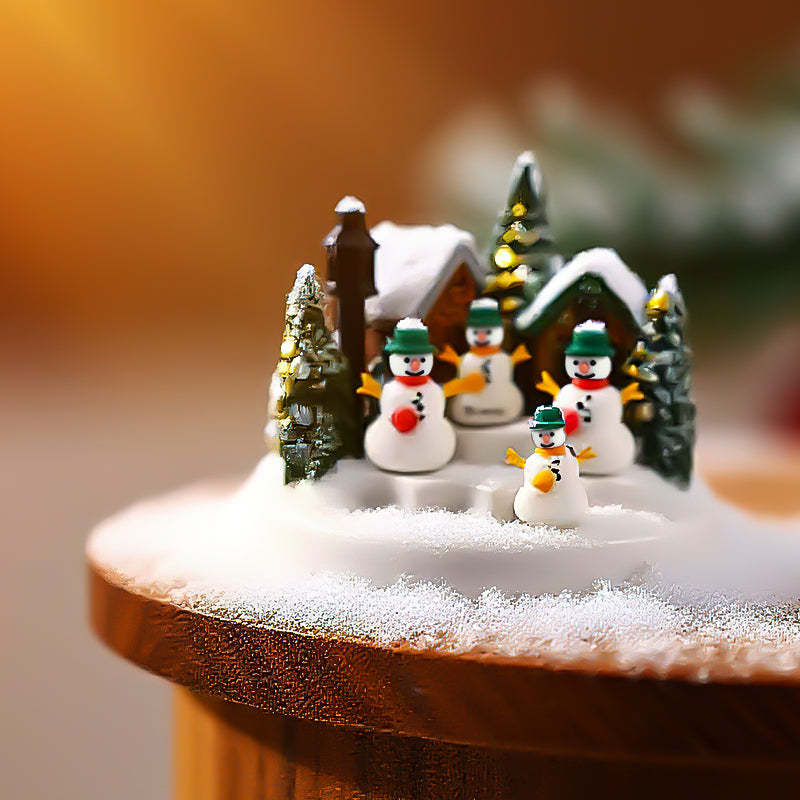 Christmas Snow Village: Name - Customized Snowman Figurines Set，Cozy Winter Wonderland Decor