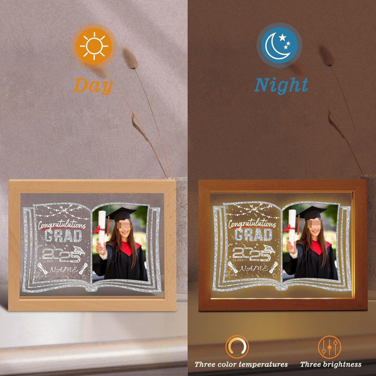 Personalized graduation gift, photo frame, night light, acrylic brand light, table lamp customization, graduation LED light, women's and men's college and high school gift
