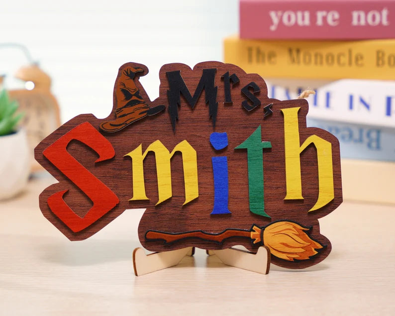 Teacher Wizard Custom Name Personalized Teacher Door Sign, Classroom Decor, Teacher Door Hanger, Teacher Classroom Decor Halloween Decor