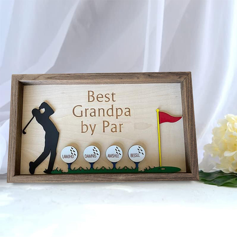 Personalized Name Best Grandpa by Par wooden Sign Plaque Grandpa Dad Papa Gifts for Fathers Day from Granddaughter Grandson Best PAPA by Par Golf Ball Marker Grandad Grandfather Golfer Gift