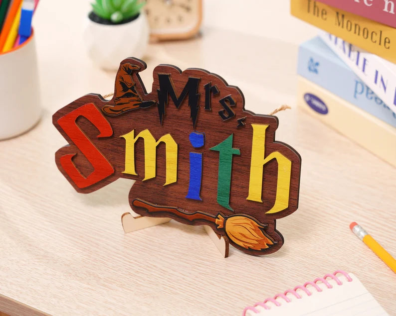 Teacher Wizard Custom Name Personalized Teacher Door Sign, Classroom Decor, Teacher Door Hanger, Teacher Classroom Decor Halloween Decor