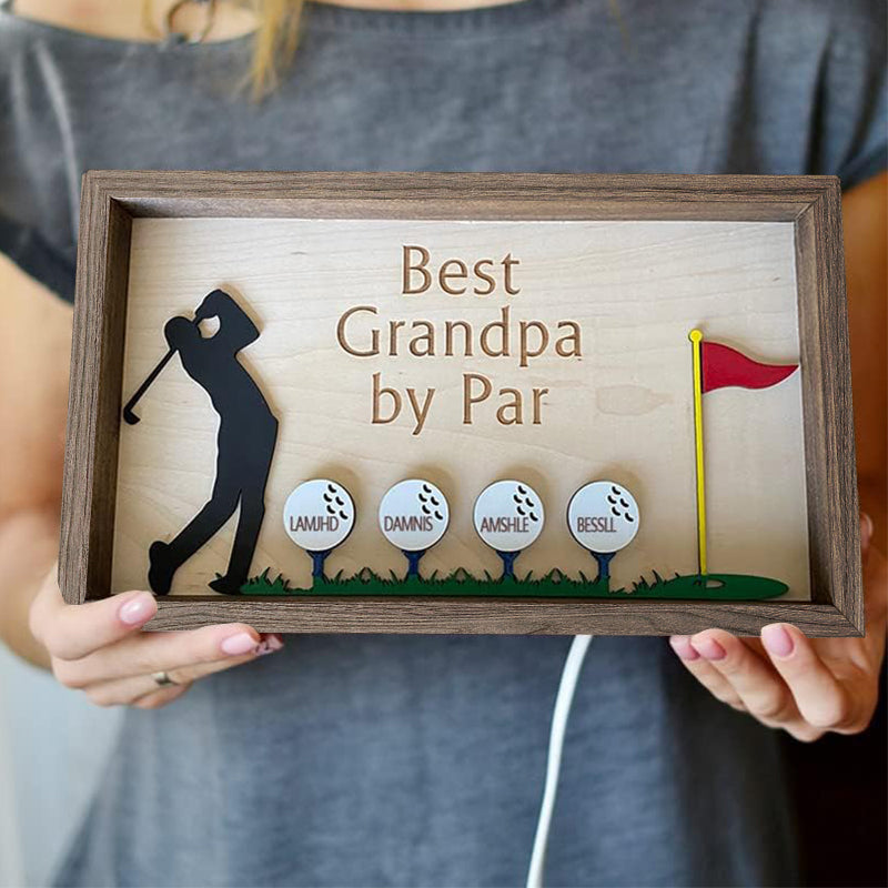 Personalized Name Best Grandpa by Par wooden Sign Plaque Grandpa Dad Papa Gifts for Fathers Day from Granddaughter Grandson Best PAPA by Par Golf Ball Marker Grandad Grandfather Golfer Gift