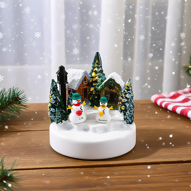 Christmas Snow Village: Name - Customized Snowman Figurines Set，Cozy Winter Wonderland Decor