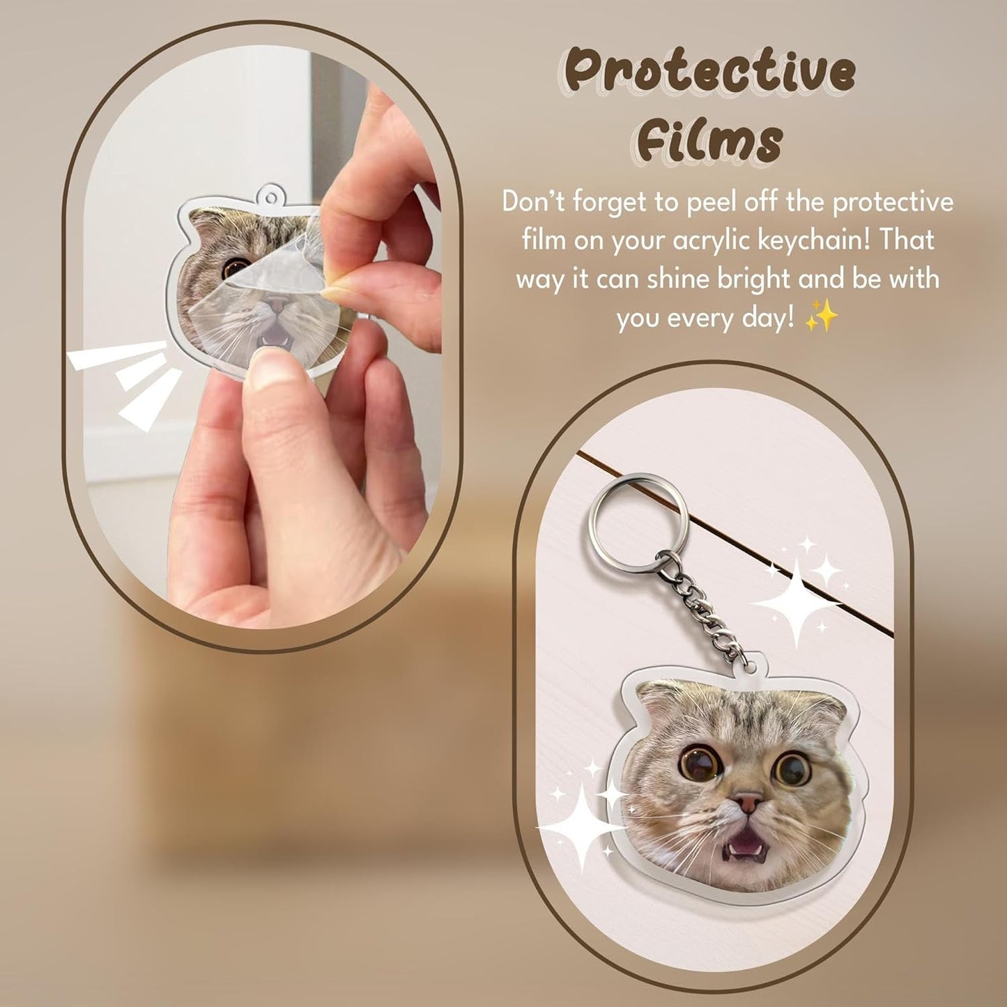 Personalized photos, acrylic keychains for dogs and cats, customized keychains, backpacks, pendants, gifts