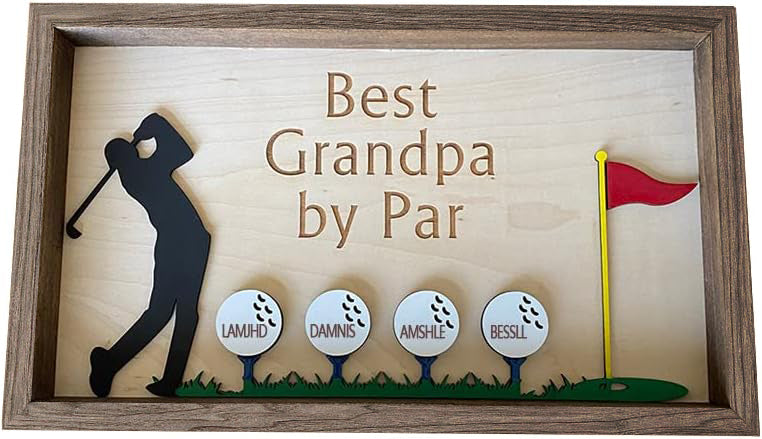 Personalized Name Best Grandpa by Par wooden Sign Plaque Grandpa Dad Papa Gifts for Fathers Day from Granddaughter Grandson Best PAPA by Par Golf Ball Marker Grandad Grandfather Golfer Gift