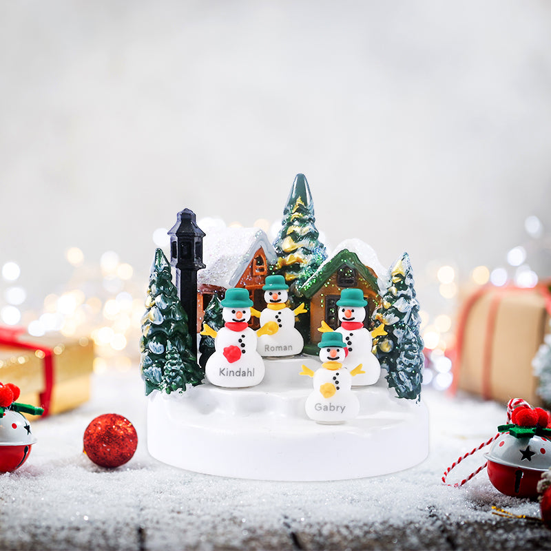 Christmas Snow Village: Name - Customized Snowman Figurines Set，Cozy Winter Wonderland Decor