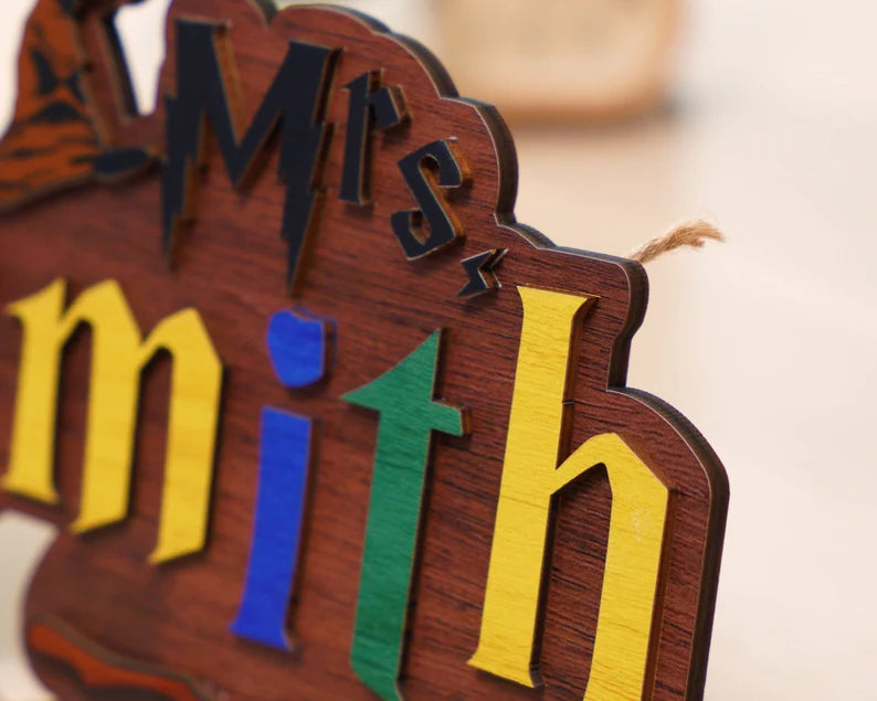 Teacher Wizard Custom Name Personalized Teacher Door Sign, Classroom Decor, Teacher Door Hanger, Teacher Classroom Decor Halloween Decor