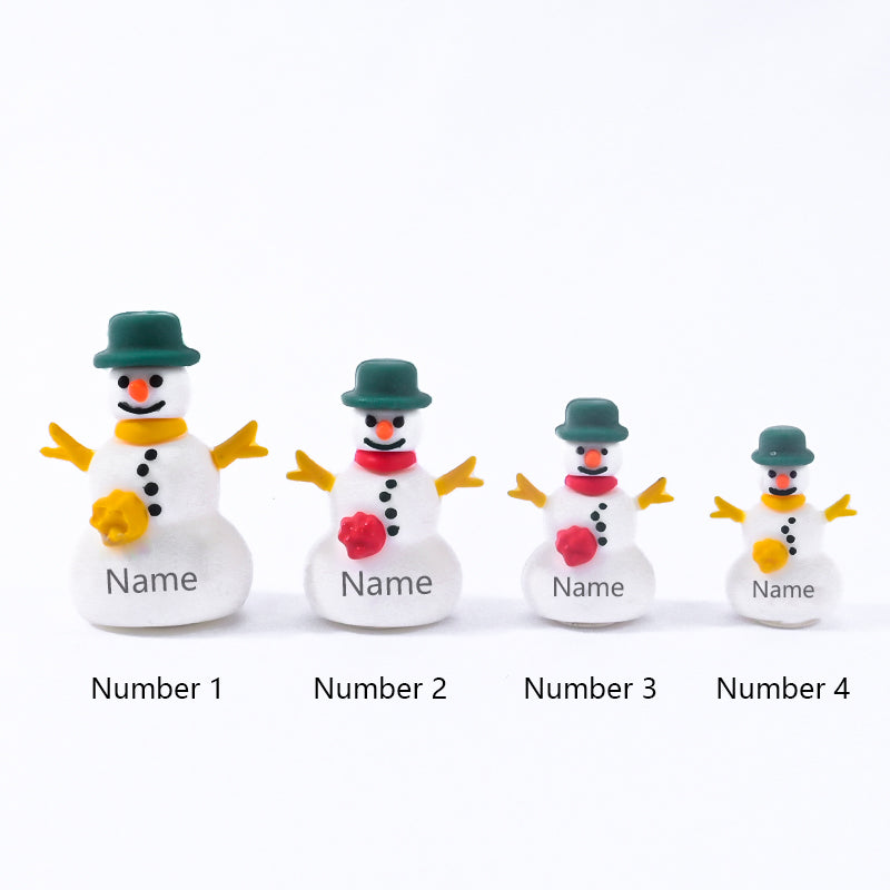 Christmas Snow Village: Name - Customized Snowman Figurines Set，Cozy Winter Wonderland Decor