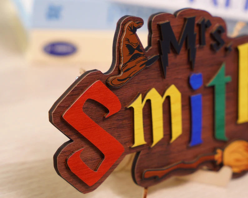 Teacher Wizard Custom Name Personalized Teacher Door Sign, Classroom Decor, Teacher Door Hanger, Teacher Classroom Decor Halloween Decor