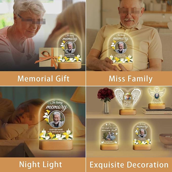 Personalized commemorative gift photo night light customized luminous acrylic plaque light sympathy zombie commemorative gift