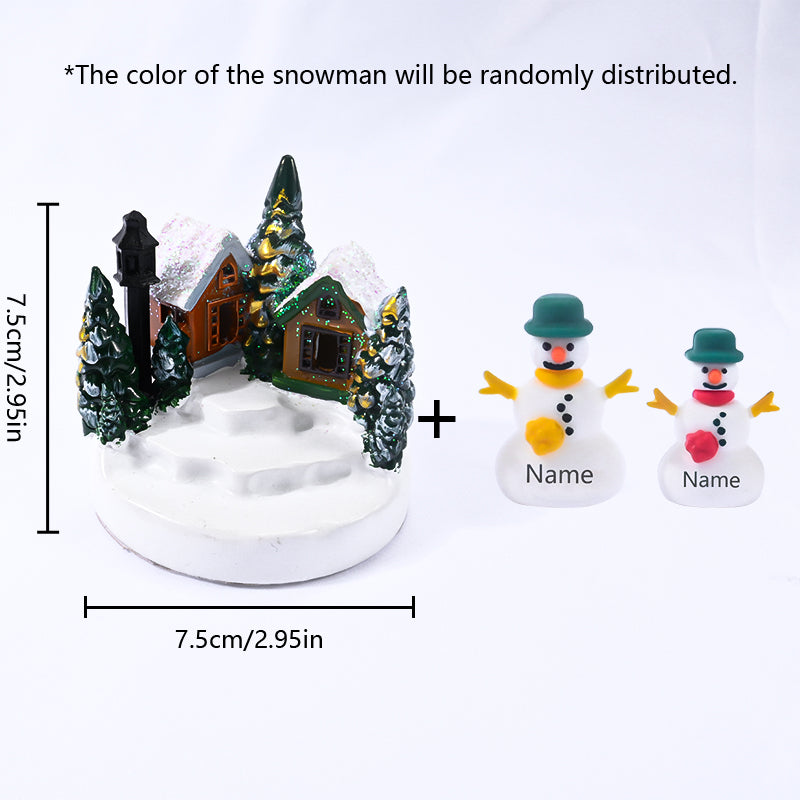 Christmas Snow Village: Name - Customized Snowman Figurines Set，Cozy Winter Wonderland Decor