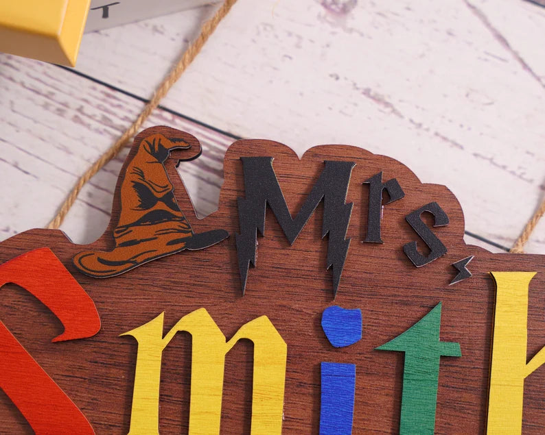 Teacher Wizard Custom Name Personalized Teacher Door Sign, Classroom Decor, Teacher Door Hanger, Teacher Classroom Decor Halloween Decor